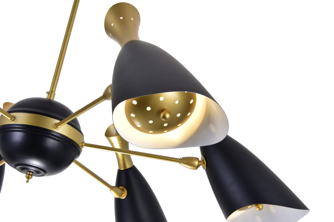 CWI LIGHTING 1016P43-6-129 12 Light Down Chandelier with Matte Black & Satin Gold finish