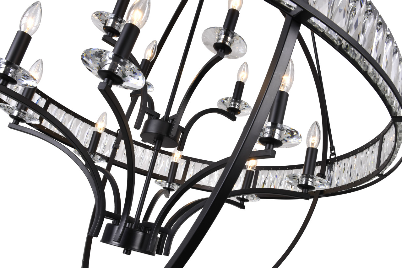 CWI LIGHTING 9957P42-12-101 12 Light  Chandelier with Black finish