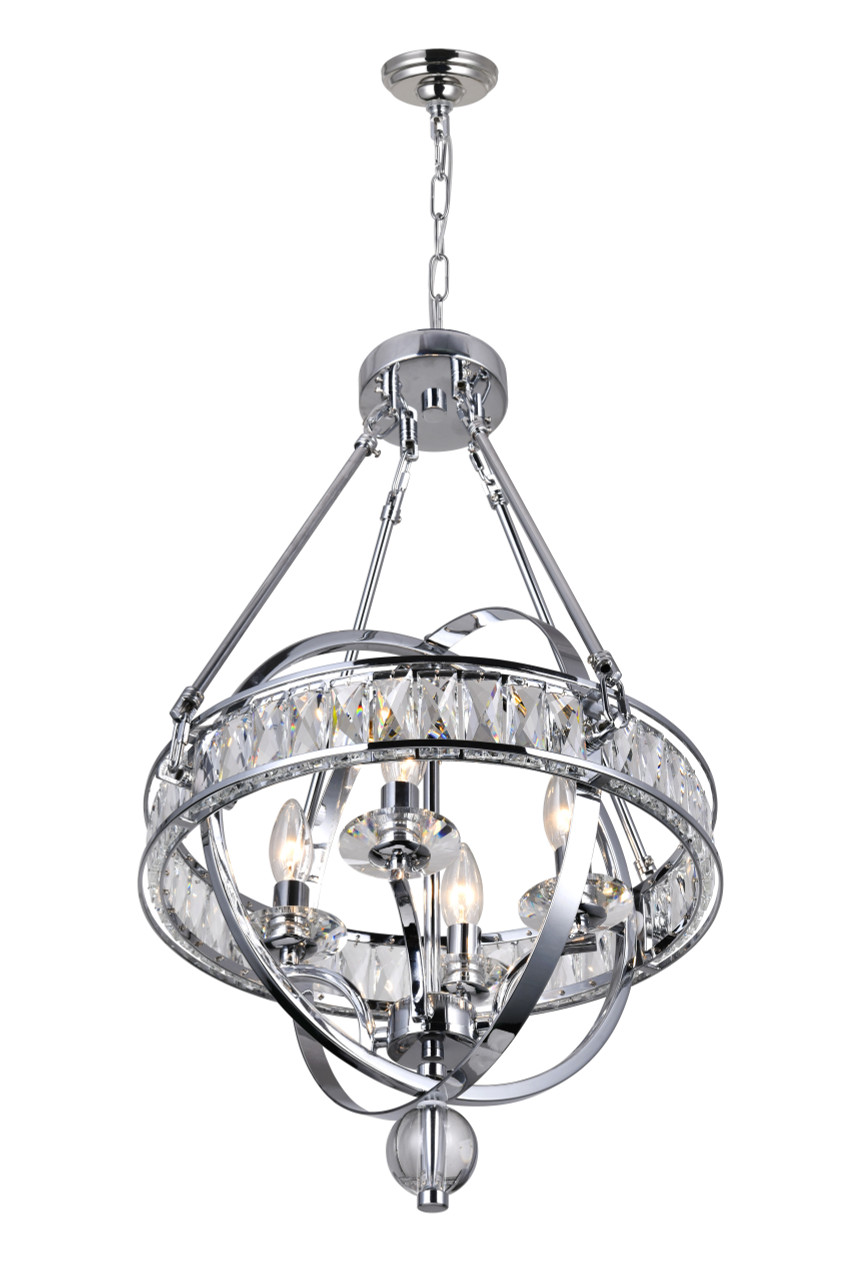 CWI LIGHTING 9957P16-4-601 4 Light  Chandelier with Chrome finish