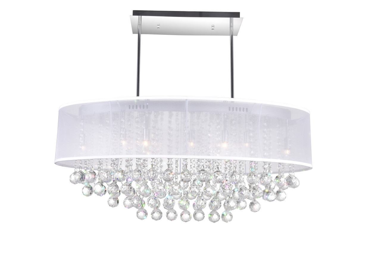 CWI LIGHTING 5063P36C (Clear+ W) 9 Light Drum Shade Chandelier with Chrome finish