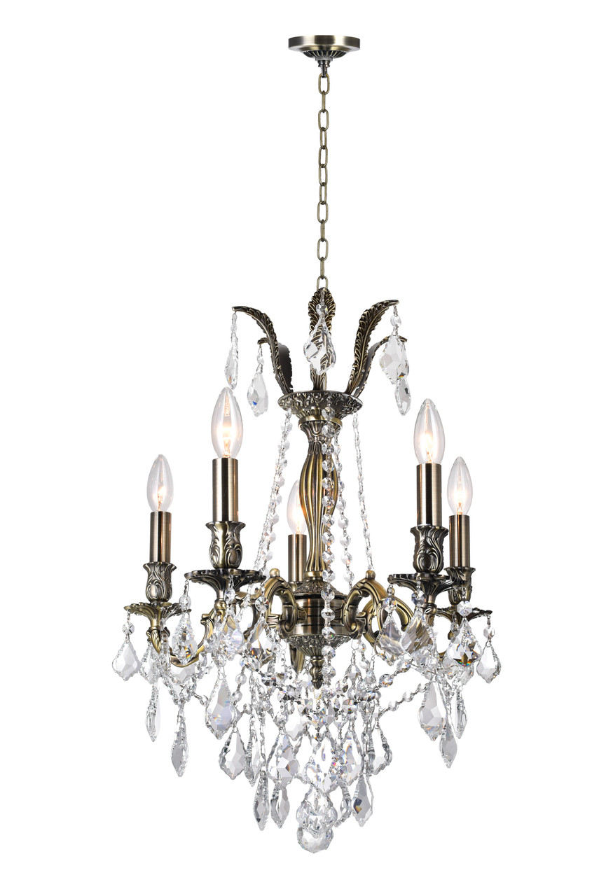 CWI LIGHTING 2011P24AB-6 6 Light Up Chandelier with Antique Brass finish