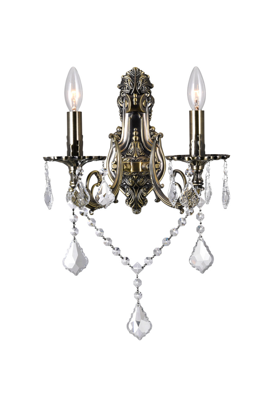 CWI LIGHTING 2022W16AB-2 2 Light Wall Sconce with Antique Brass finish