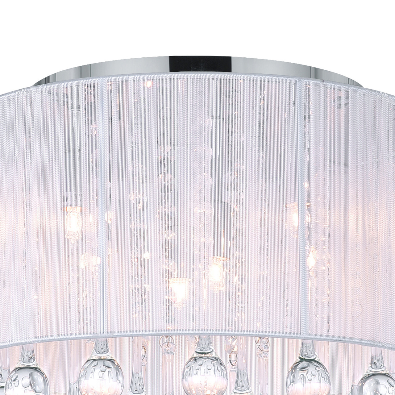 CWI LIGHTING 5006C14C-R (W) 6 Light Drum Shade Flush Mount with Chrome finish