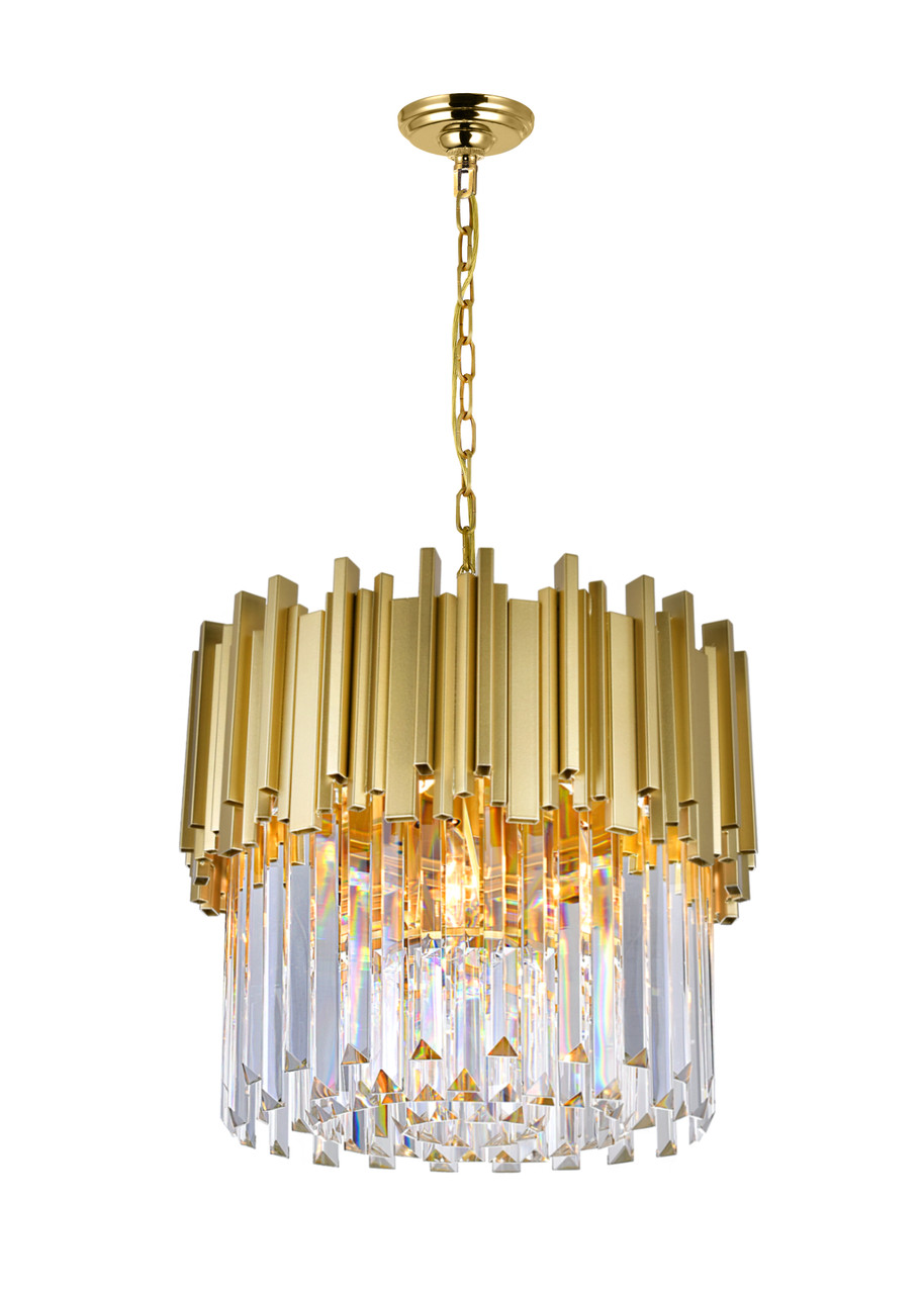 CWI LIGHTING 1112P16-4-169 4 Light Down Chandelier with Medallion Gold Finish