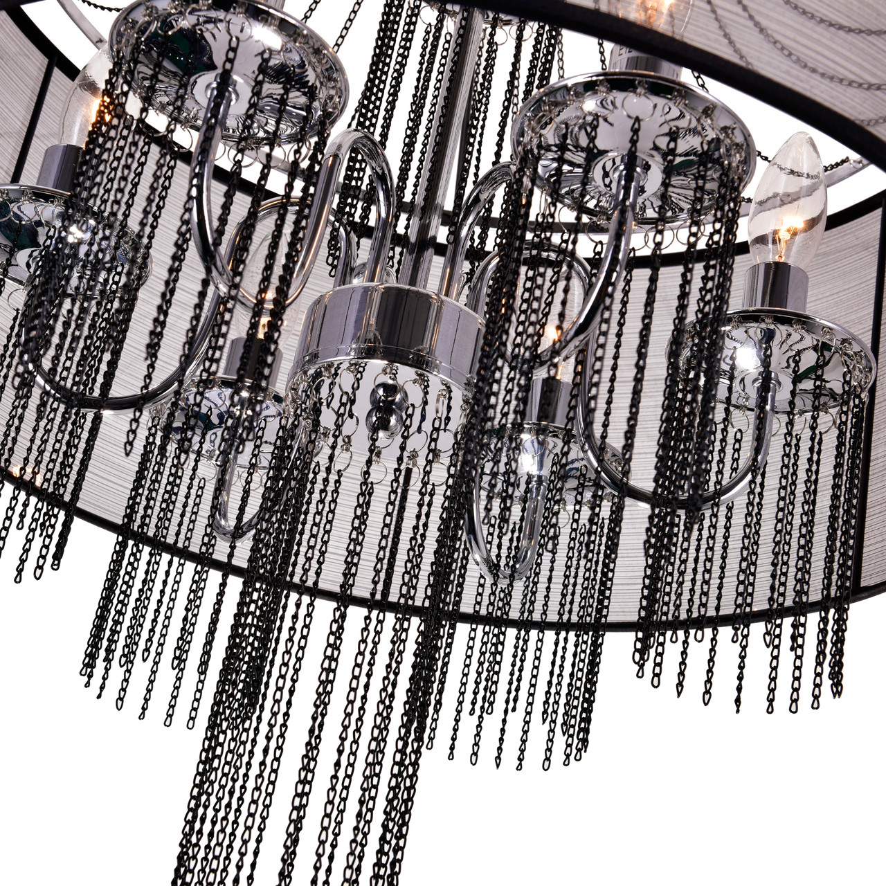 CWI LIGHTING 5475P20C-6 Brown 6 Light Drum Shade Chandelier with Chrome finish