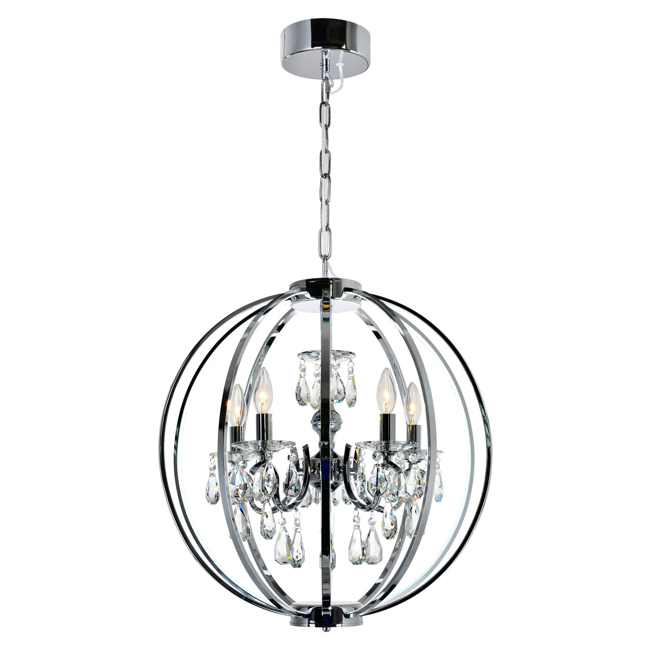 CWI LIGHTING 5025P22C-5 5 Light Up Chandelier with Chrome finish