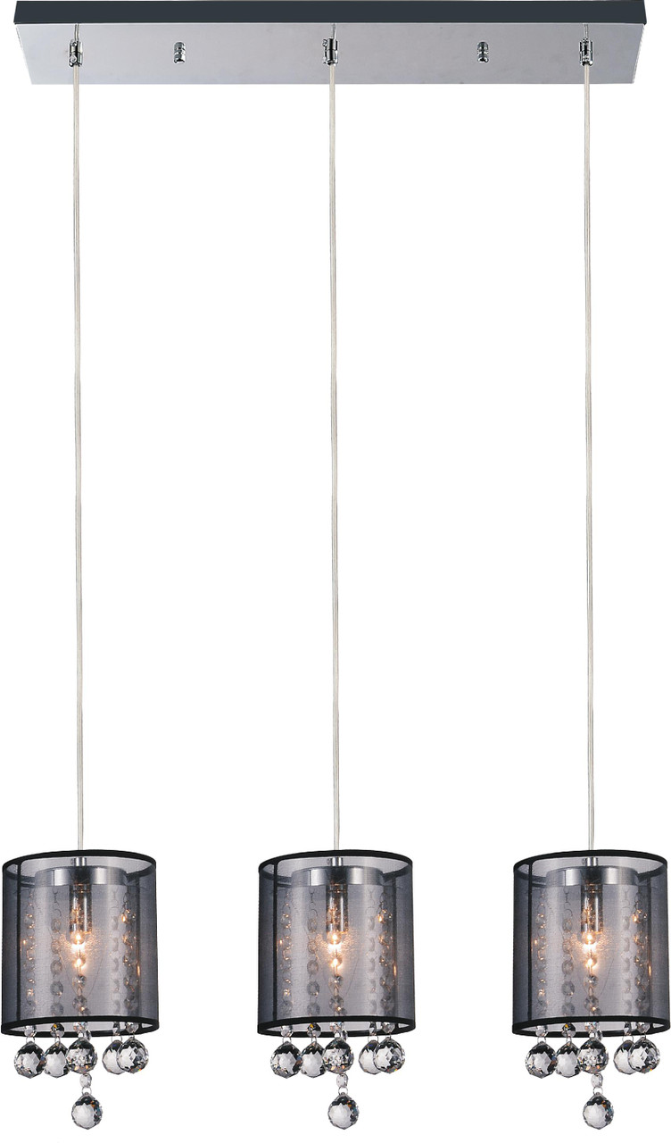 CWI LIGHTING 5062P24C-3 (Smoke + B) 3 Light Multi Light Pendant with Chrome finish