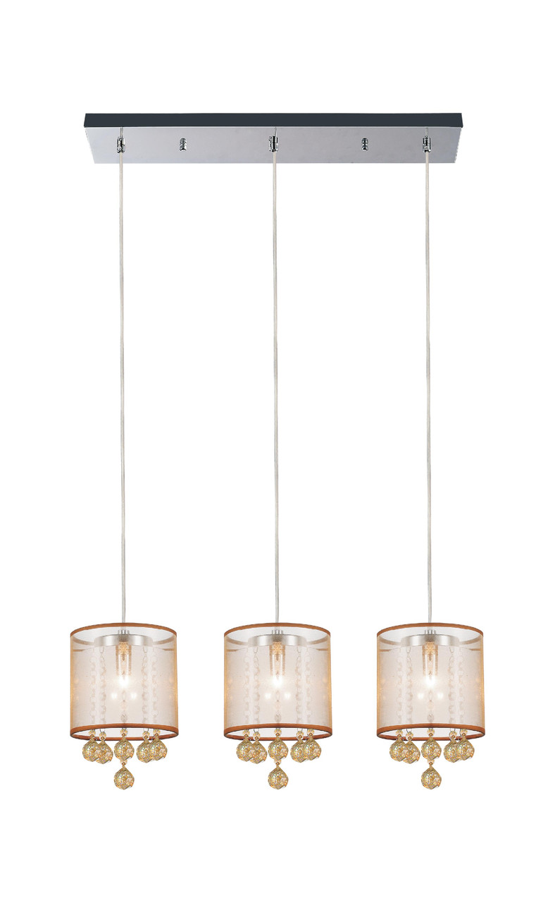 CWI LIGHTING 5062P24C-3 (Chp + G) 3 Light Multi Light Pendant with Chrome finish