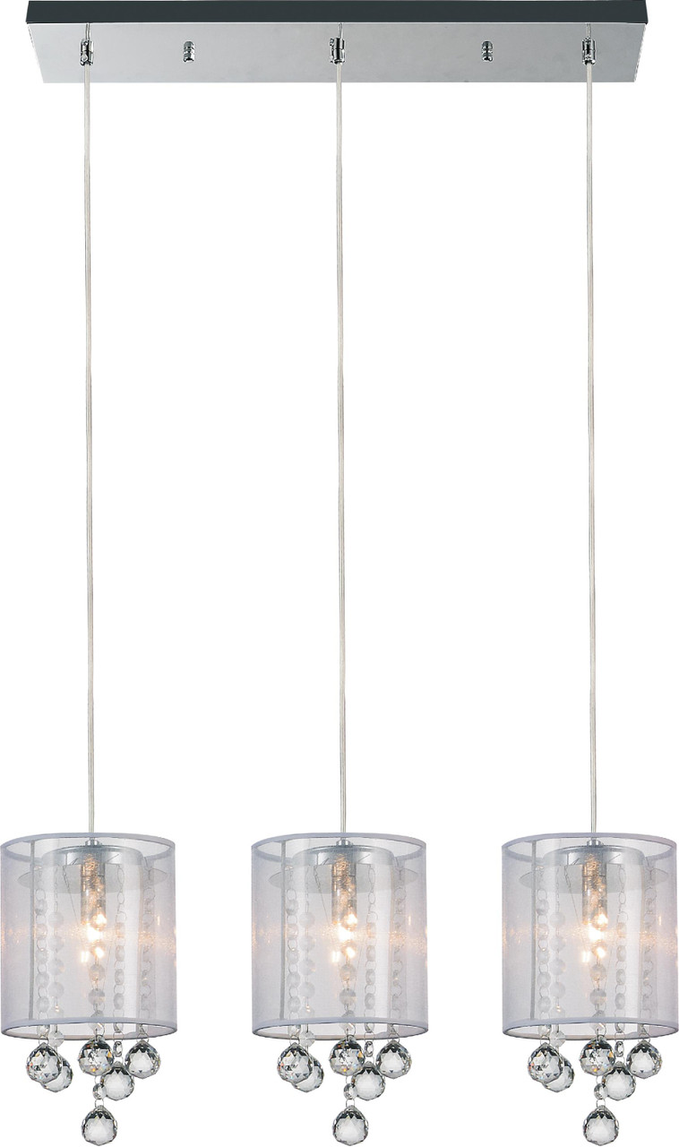 CWI LIGHTING 5062P24C-3 (Clear + W) 3 Light Multi Light Pendant with Chrome finish