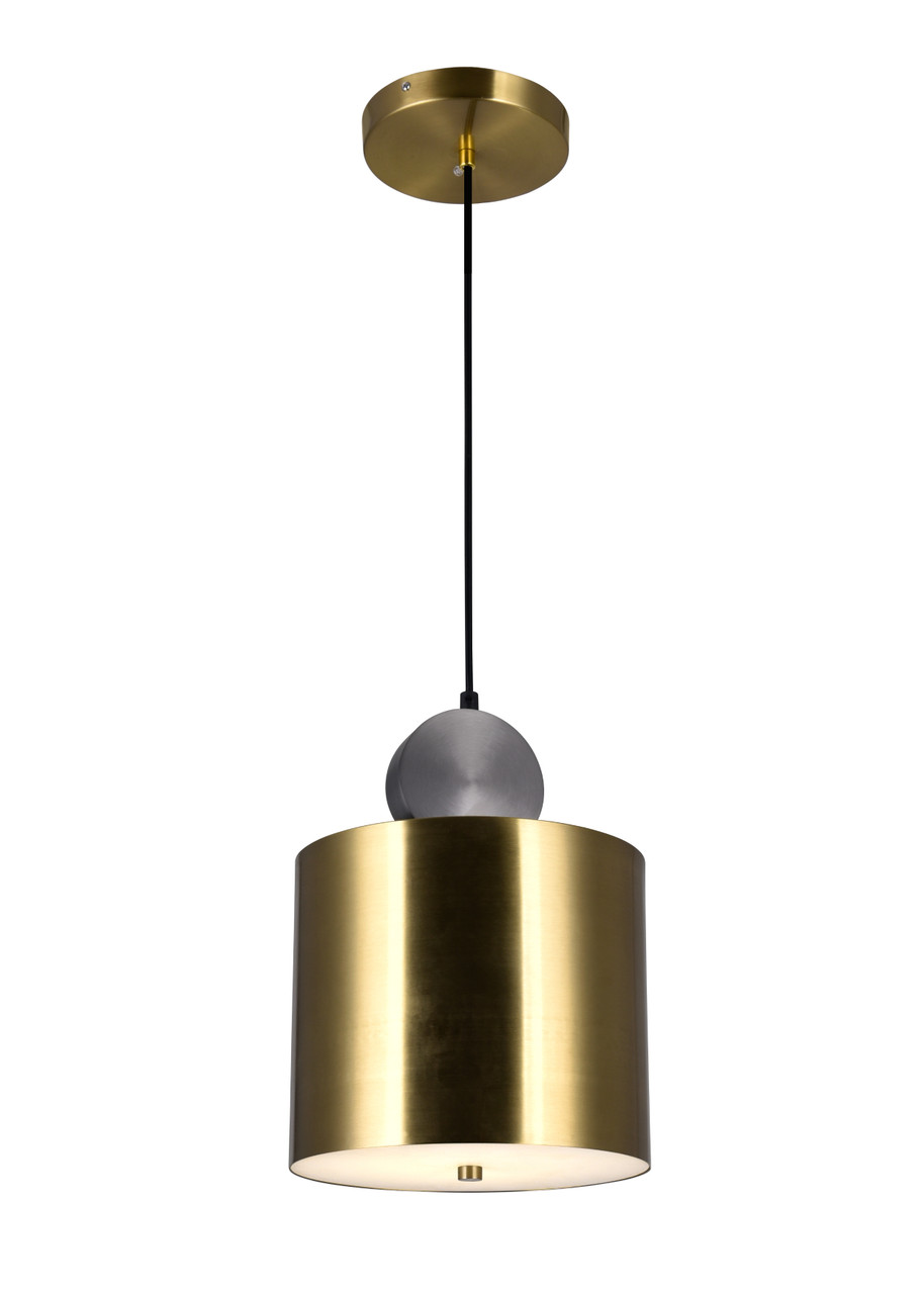 CWI LIGHTING 1156P9-625 LED Mini Pendant with Brass+Black Finish