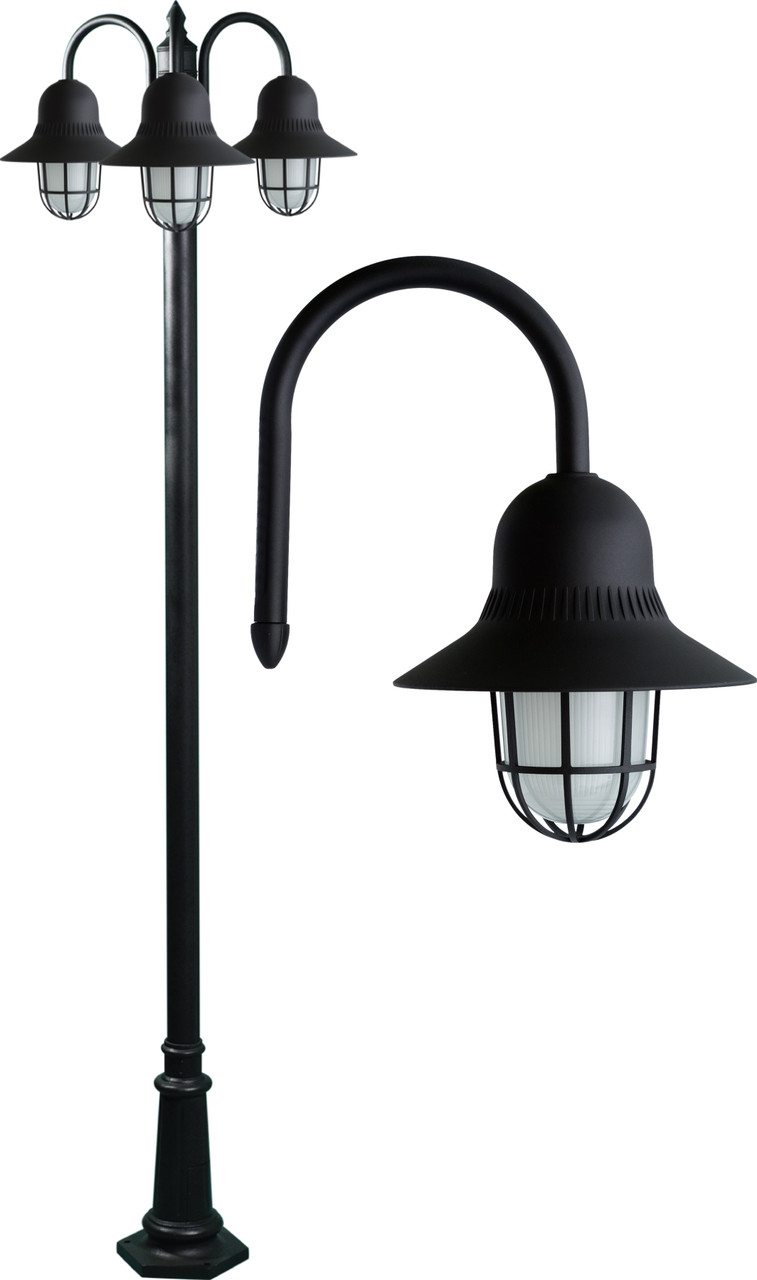 DABMAR LIGHTING GM9913-LED6-B Marquee Post Three Light Fixture 6 Watt LED Lamp 85-265 Volts, Black