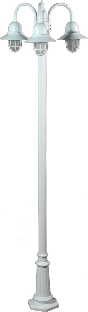 DABMAR LIGHTING GM9913-LED9-W Marquee Post Three Light Fixture 9 Watt GU24 LED Lamp 85-265 Volts, White