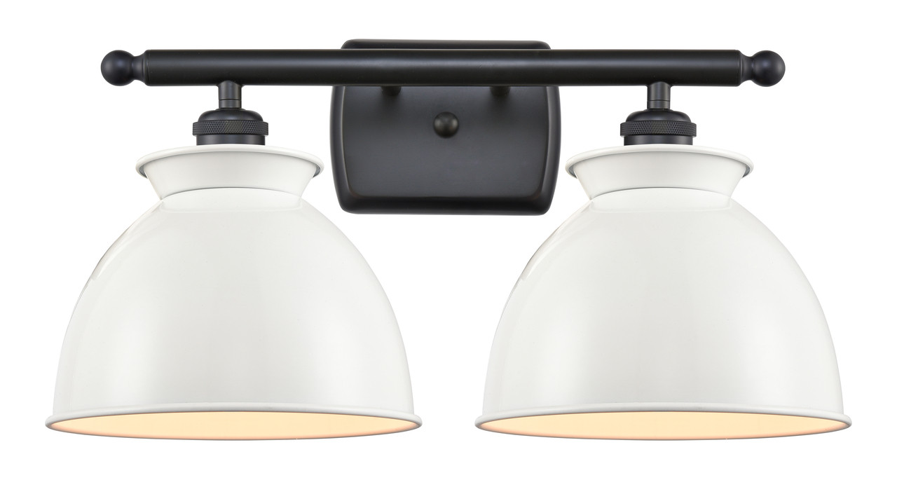 INNOVATIONS LIGHTING 516-2W-BK-M14-W-LED Adirondack 2 Light Bath Vanity Light part of the Ballston Collection