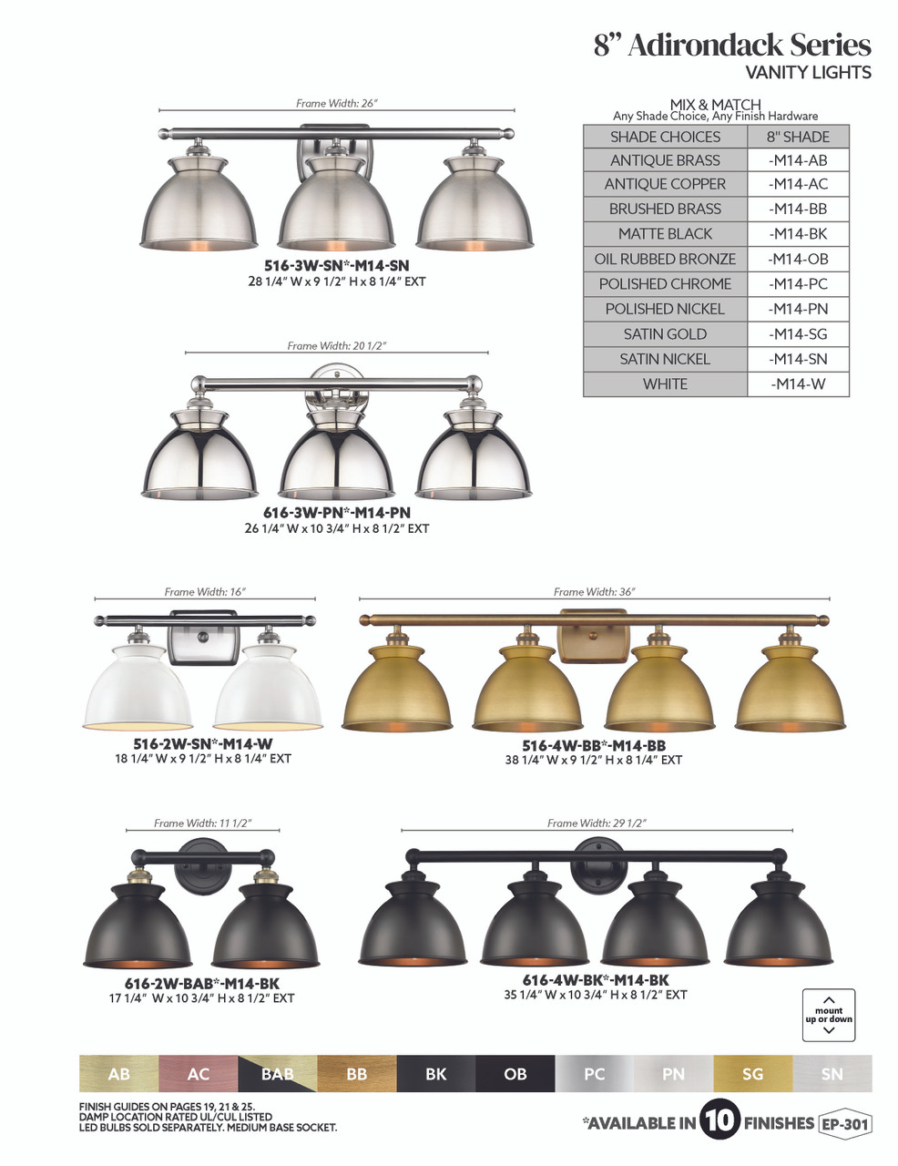 INNOVATIONS LIGHTING 516-2W-AC-M14-W Adirondack 2 Light Bath Vanity Light part of the Ballston Collection