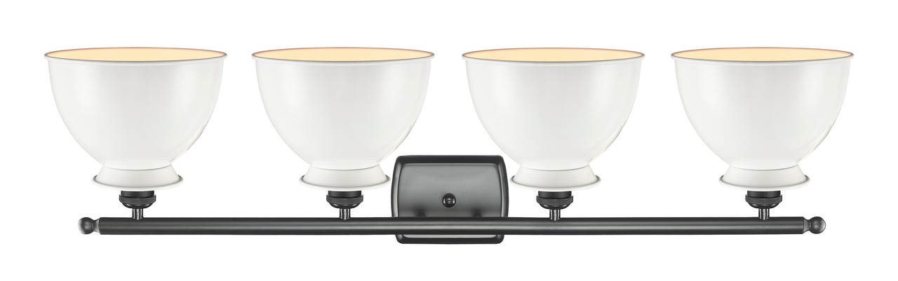 INNOVATIONS LIGHTING 516-4W-BK-M14-W Adirondack 3 Light Bath Vanity Light part of the Ballston Collection