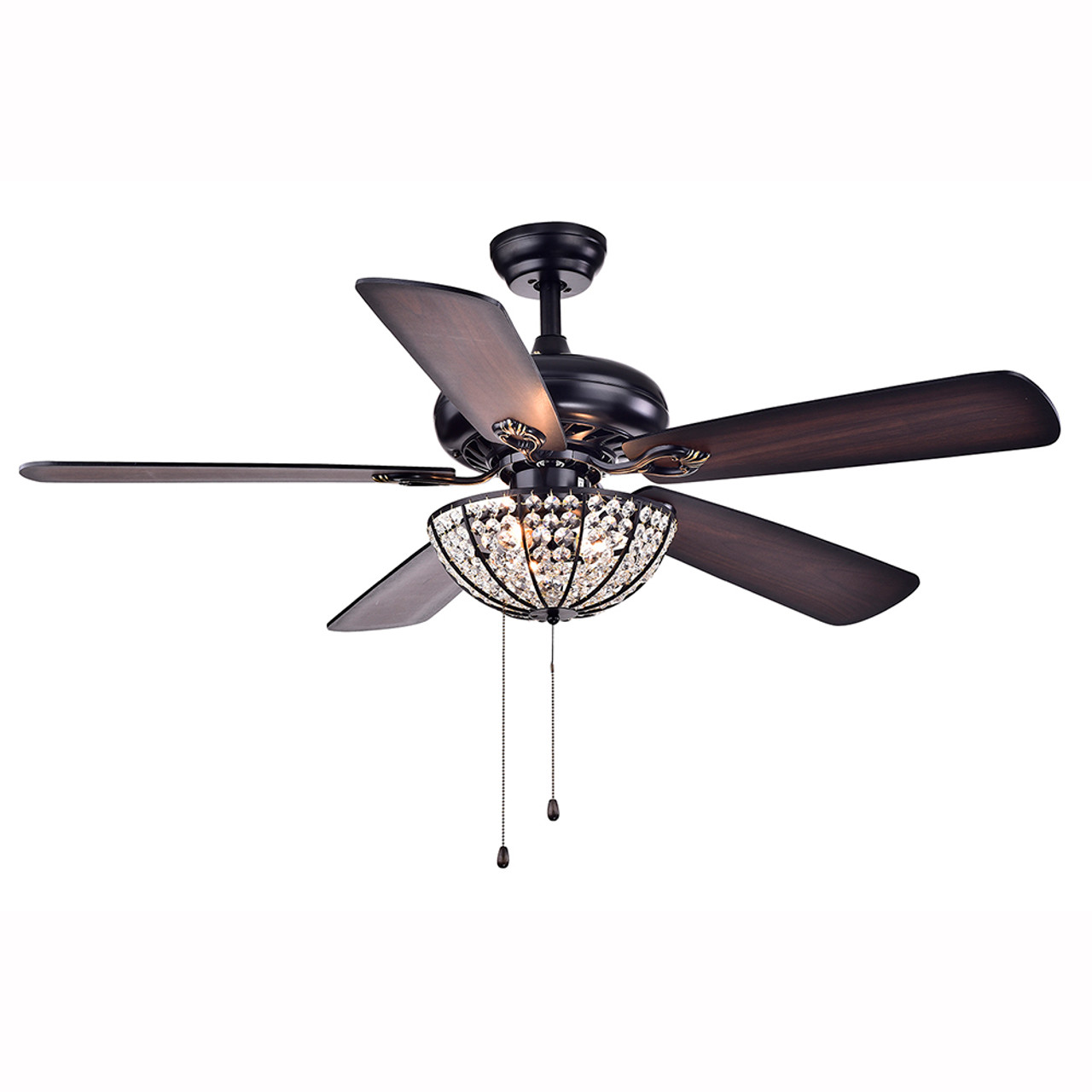 WAREHOUSE OF TIFFANY'S CFL-8167BL Hannele 52 in. 3-Light Indoor Black Finish Hand Pull Chain Ceiling Fan with Light Kit