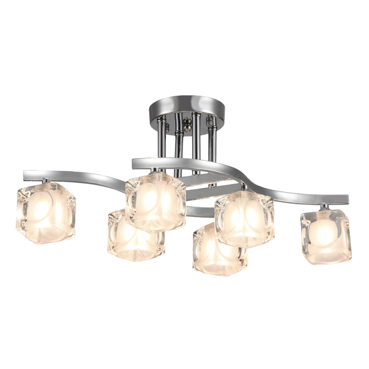 WAREHOUSE OF TIFFANY'S C19009/6 Delphina 9 in. 6-Light Indoor Chrome Finish Semi-Flush Mount Ceiling Lights with Light Kit