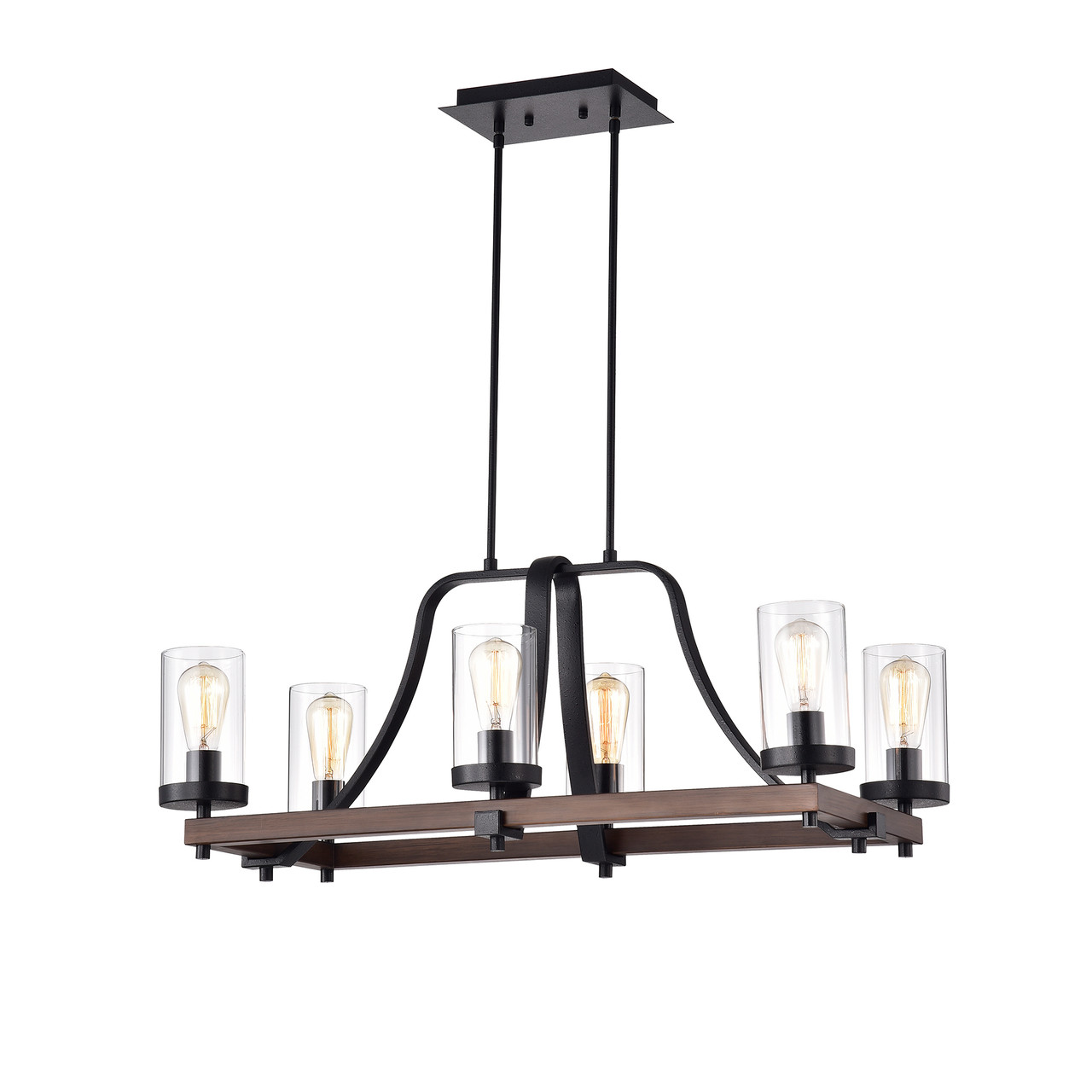 WAREHOUSE OF TIFFANY'S HM040/8 Guntel 16.1 in. 8-Light Indoor Black Finish Chandelier with Light Kit