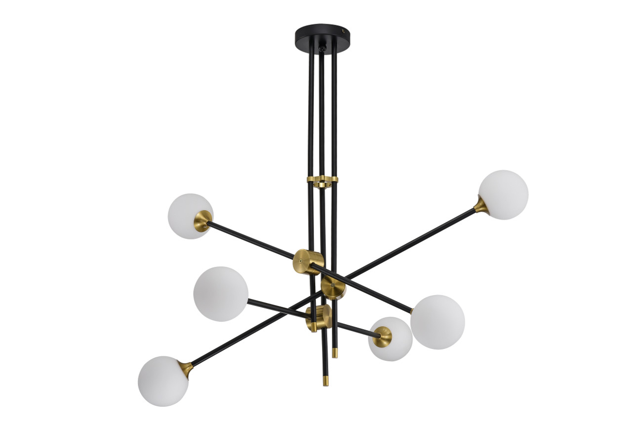 WAREHOUSE OF TIFFANY'S HM161/6 Emillo 41 in. 6-Light Indoor Black Finish Chandelier with Light Kit