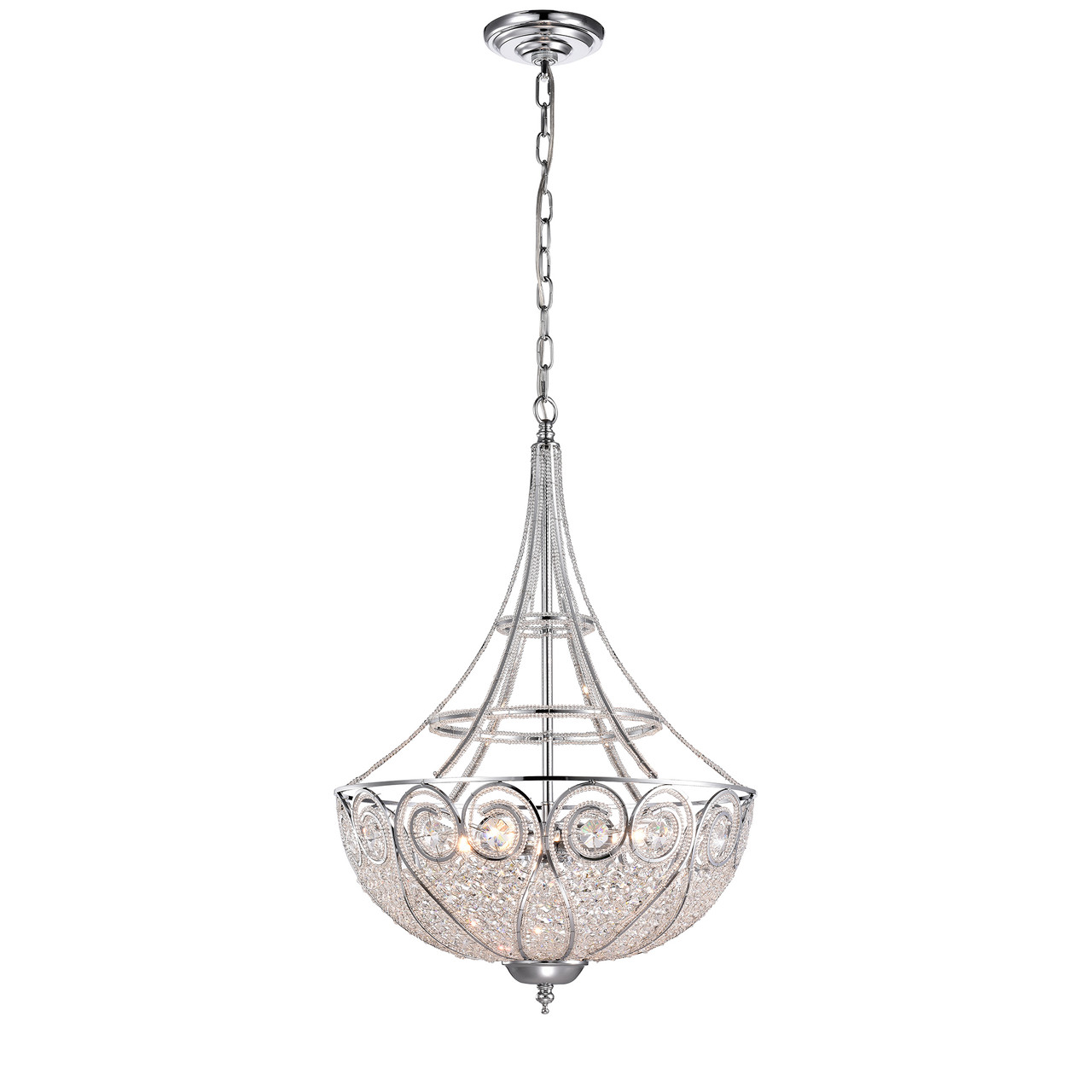 WAREHOUSE OF TIFFANY'S HM8370CH/4A Julio 18 in. 4-Light Indoor Chrome Finish Chandelier with Light Kit