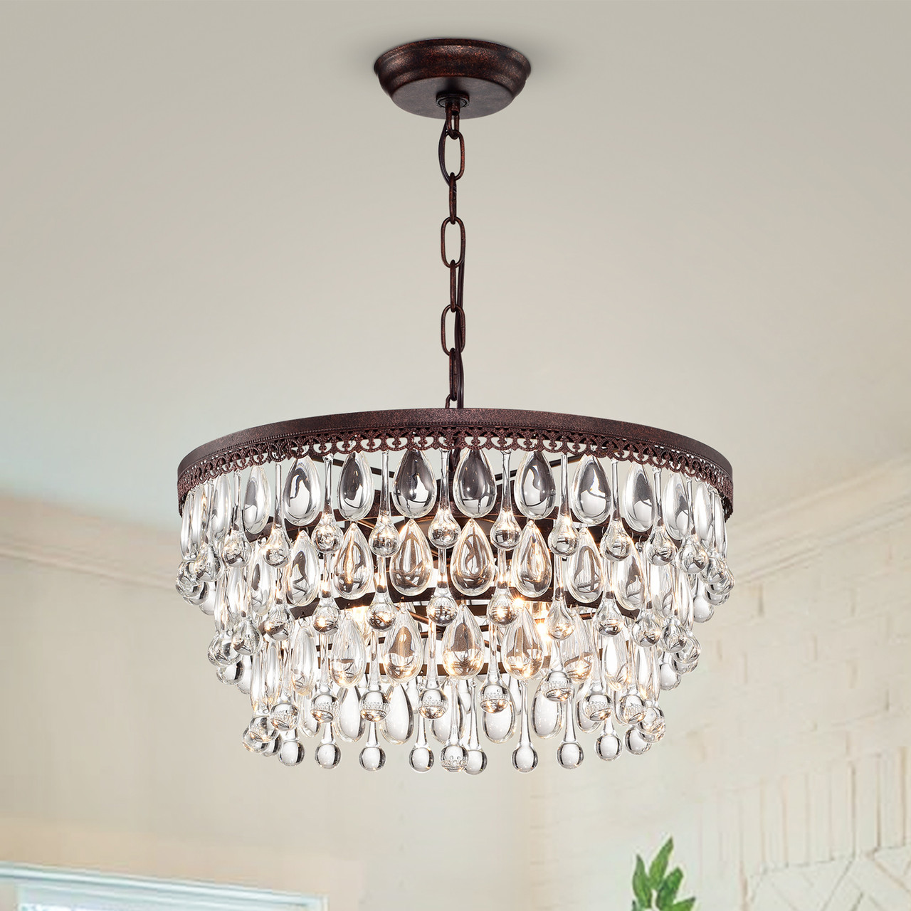 WAREHOUSE OF TIFFANY'S IMP30D/4AC Shuki 17.72 in. 4-Light Indoor Chrome Finish Chandelier with Light Kit