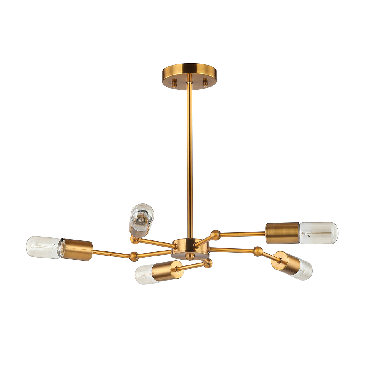 WAREHOUSE OF TIFFANY'S P-180631 Yuyor 28.5 in. 5-Light Indoor Brass Finish Chandelier with Light Kit