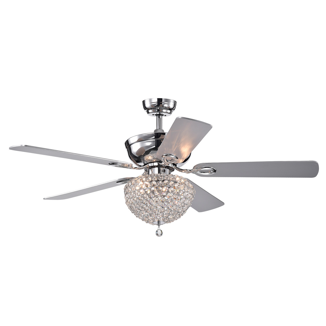 WAREHOUSE OF TIFFANY'S CFL-8176REMO/CHA Swarna 52 in. 3-Light Indoor Chrome Finish Remote Controlled Ceiling Fan with Light Kit