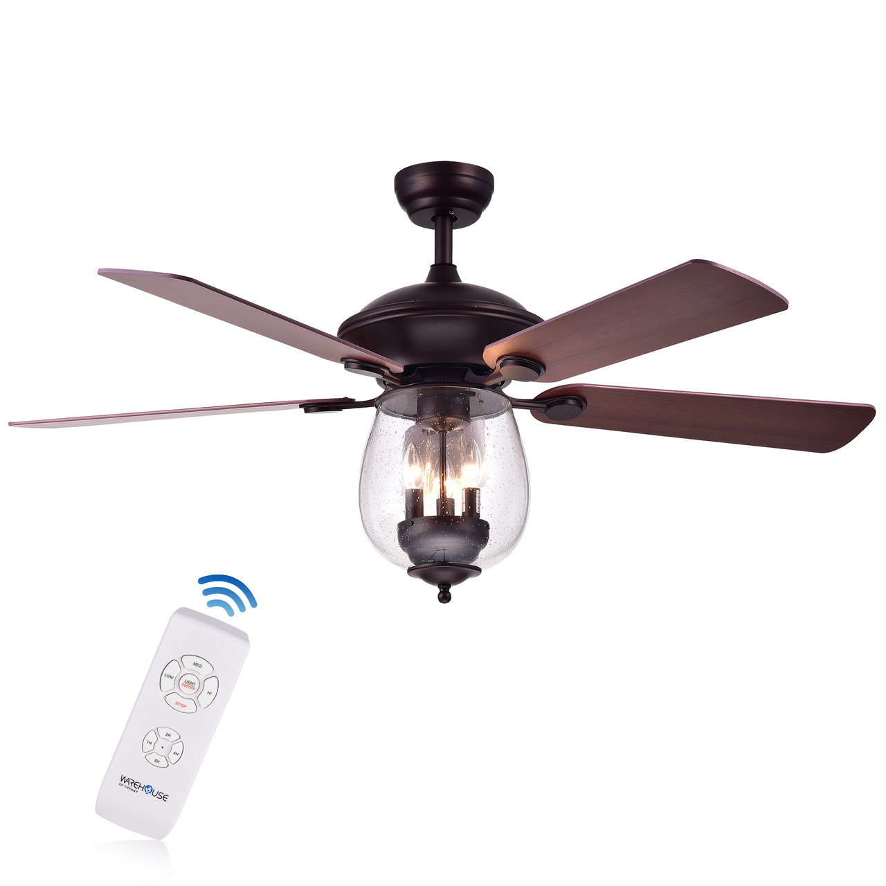 WAREHOUSE OF TIFFANY'S CFL-8205REMO/ORB Tibwald 52 in. 3-Light Indoor Bronze Finish Remote Controlled Ceiling Fan with Light Kit