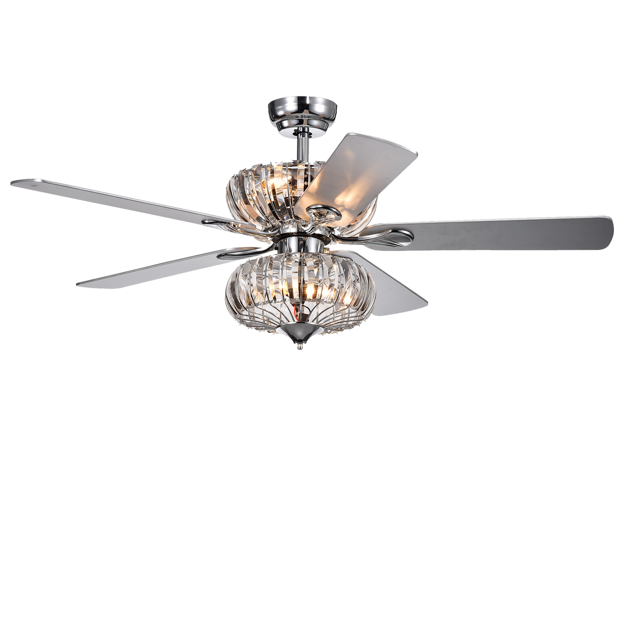 WAREHOUSE OF TIFFANY'S CFL-8315REMO/CH Kyana 52 in. 6-Light Indoor Chrome Finish Remote Controlled Ceiling Fan with Light Kit