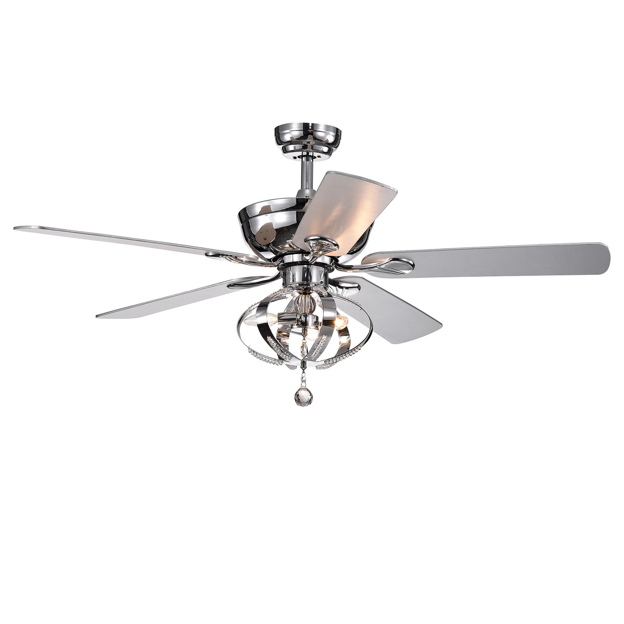 WAREHOUSE OF TIFFANY'S CFL-8336REMO Tatiana 52 in. 3-Light Indoor Chrome Finish Remote Controlled Ceiling Fan with Light Kit