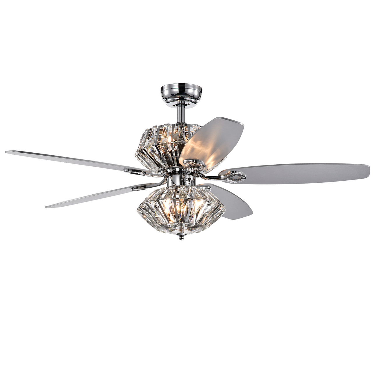 WAREHOUSE OF TIFFANY'S CFL-8366REMO/CHD Toshevo 52 in. 6-Light Indoor Chrome Finish Remote Controlled Ceiling Fan with Light Kit