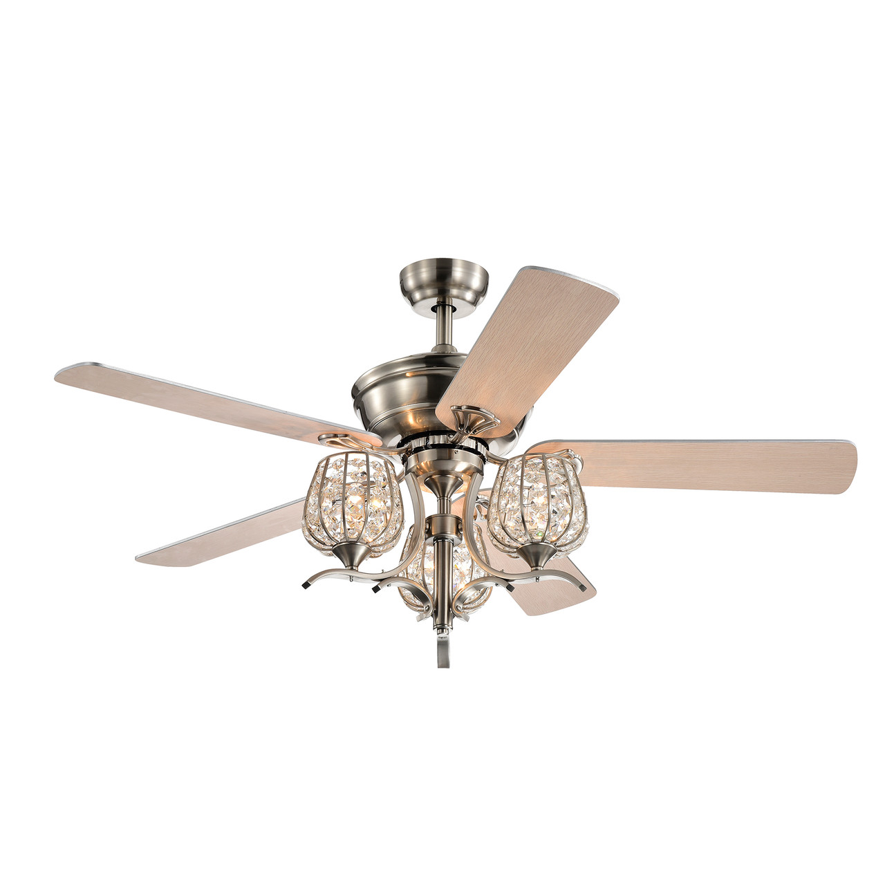 WAREHOUSE OF TIFFANY'S CFL-8426REMO/SN Boye 52 in. 3-Light Indoor Silver Finish Remote Controlled Ceiling Fan with Light Kit