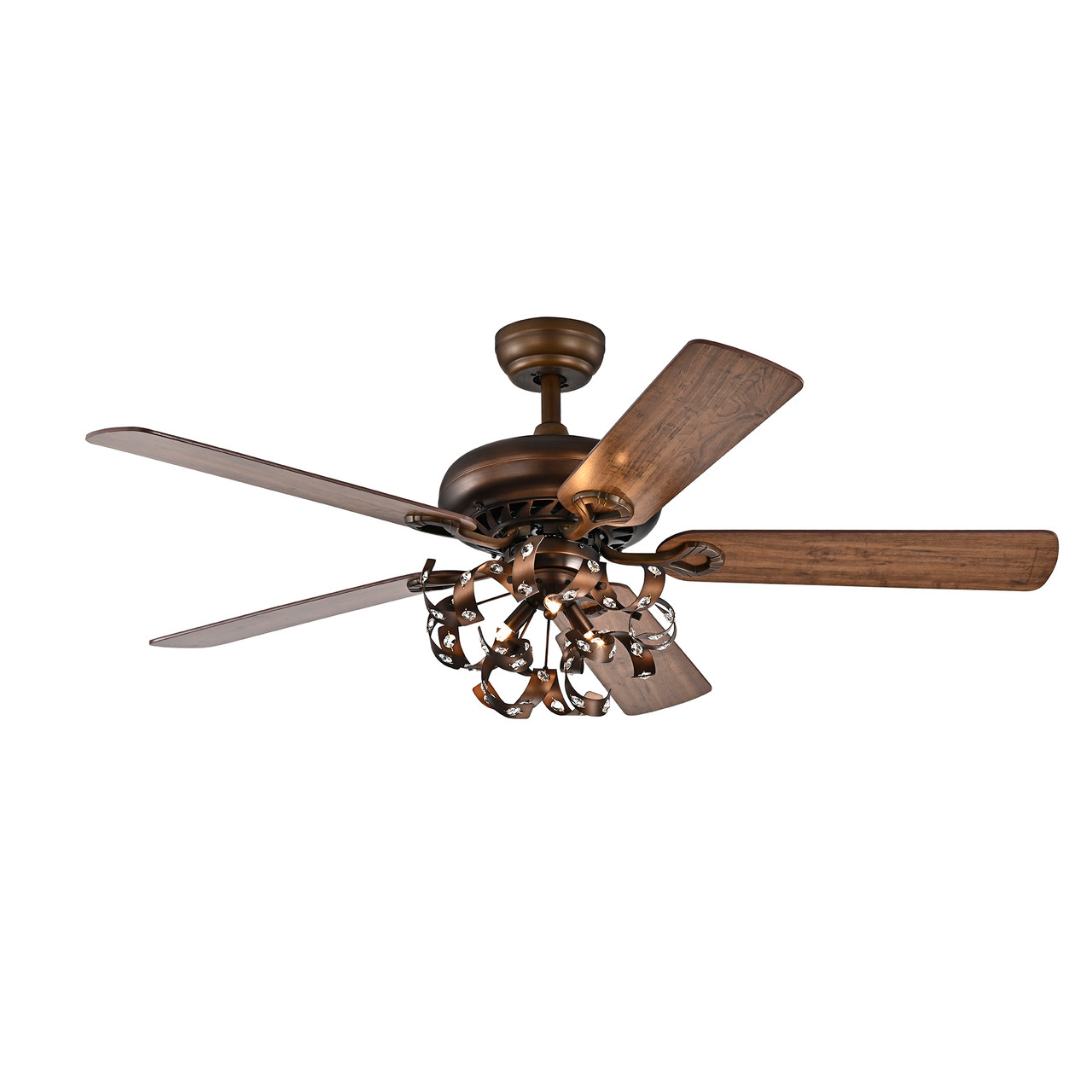 WAREHOUSE OF TIFFANY'S CFL-8446REMO/SB Paz 52 in. 3-Light Indoor Bronze Finish Remote Controlled Ceiling Fan with Light Kit