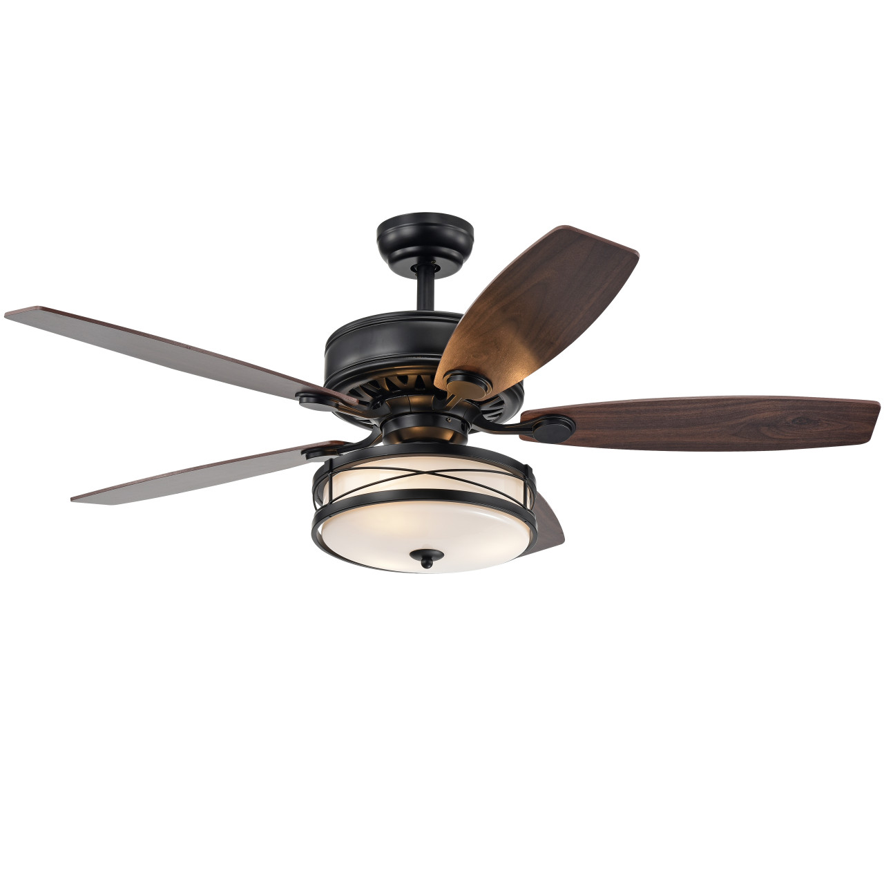 WAREHOUSE OF TIFFANY'S CFL-8455REMO/MB Ti 52 in. 3-Light Indoor Black Finish Remote Controlled Ceiling Fan with Light Kit