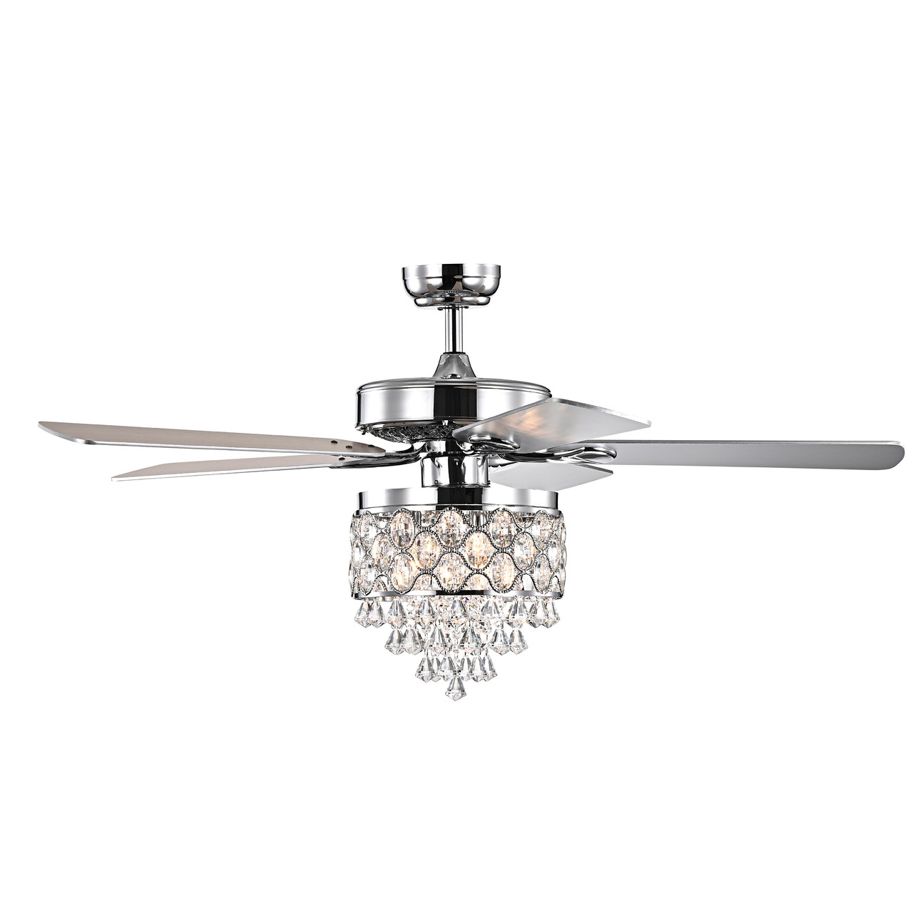 WAREHOUSE OF TIFFANY'S CFL-8458REMO/CH Jay 52 in. 3-Light Indoor Chrome Finish Remote Controlled Ceiling Fan with Light Kit
