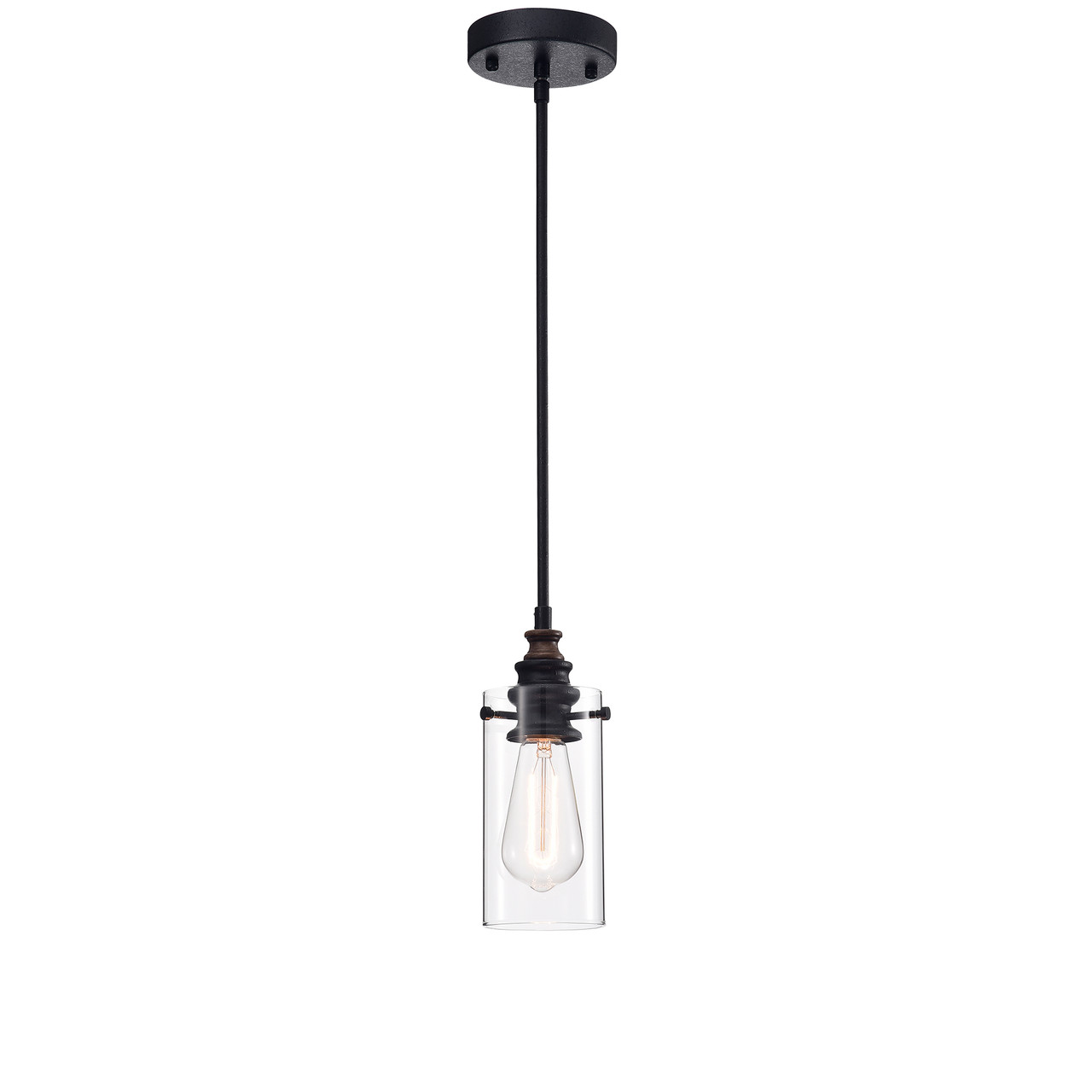 WAREHOUSE OF TIFFANY'S HM065/1 Tedosha 4 in. 1-Light Indoor Black Finish Pendant Lamp with Light Kit