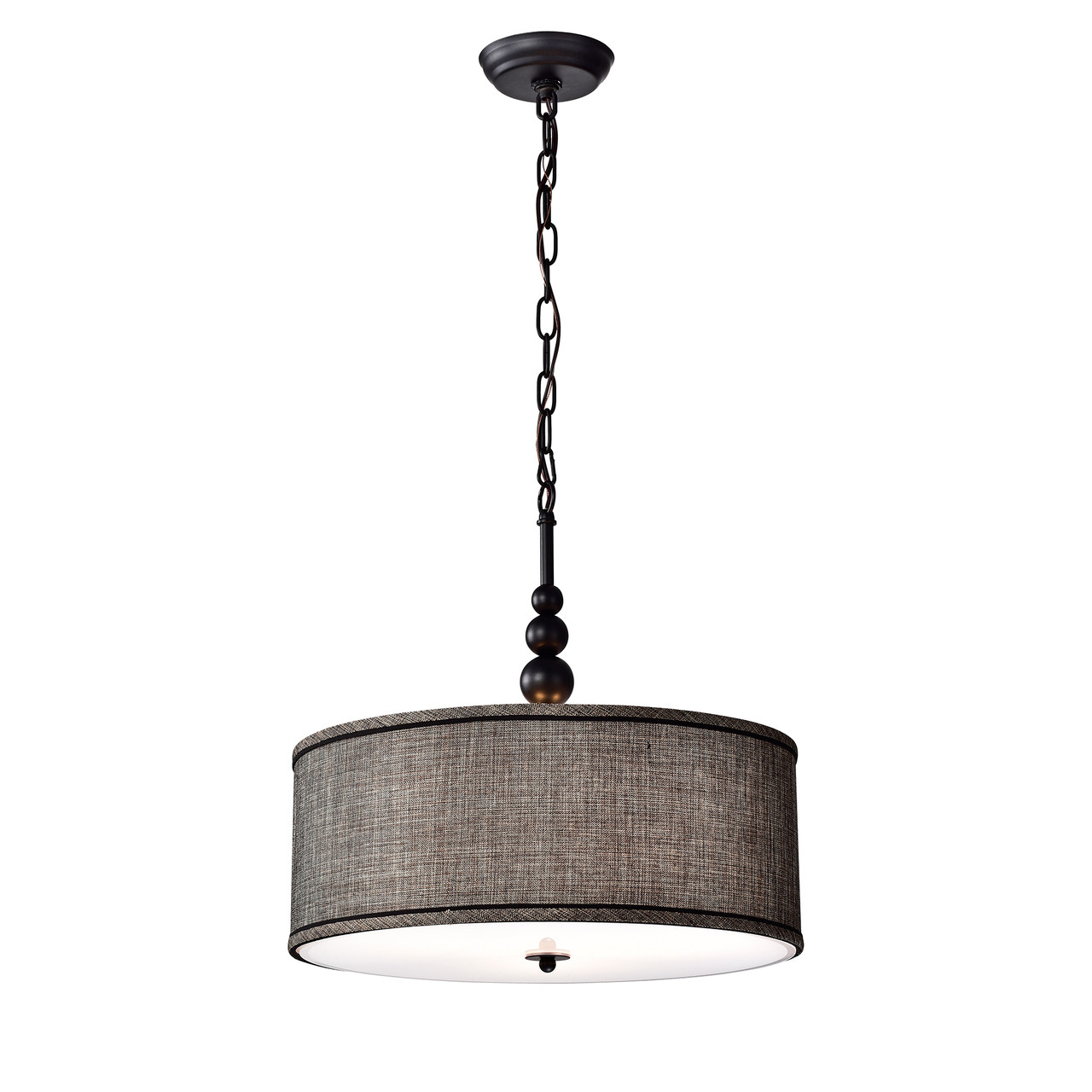 WAREHOUSE OF TIFFANY'S IMP01 Penelope 17.7 in. 3-Light Indoor Black Finish Pendant Lamp with Light Kit