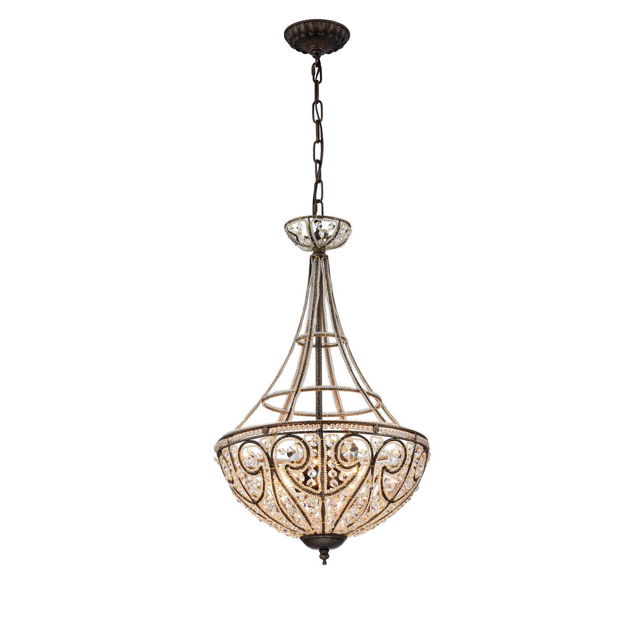 WAREHOUSE OF TIFFANY'S RL7971AS Gaspard 15 in. 4-Light Indoor Gold Finish Pendant Lamp with Light Kit