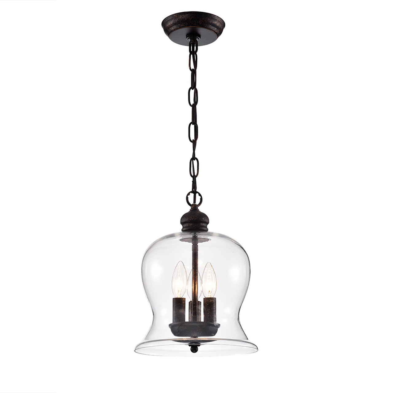 WAREHOUSE OF TIFFANY'S RL8114UP Cadogan 10 in. 3-Light Indoor Bronze Finish Pendant Lamp with Light Kit WAREHOUSE OF TIFFANY'S RL8114UP Cadogan 10 in. 3-Light Indoor Bronze Finish Pendant Lamp with Light Kit