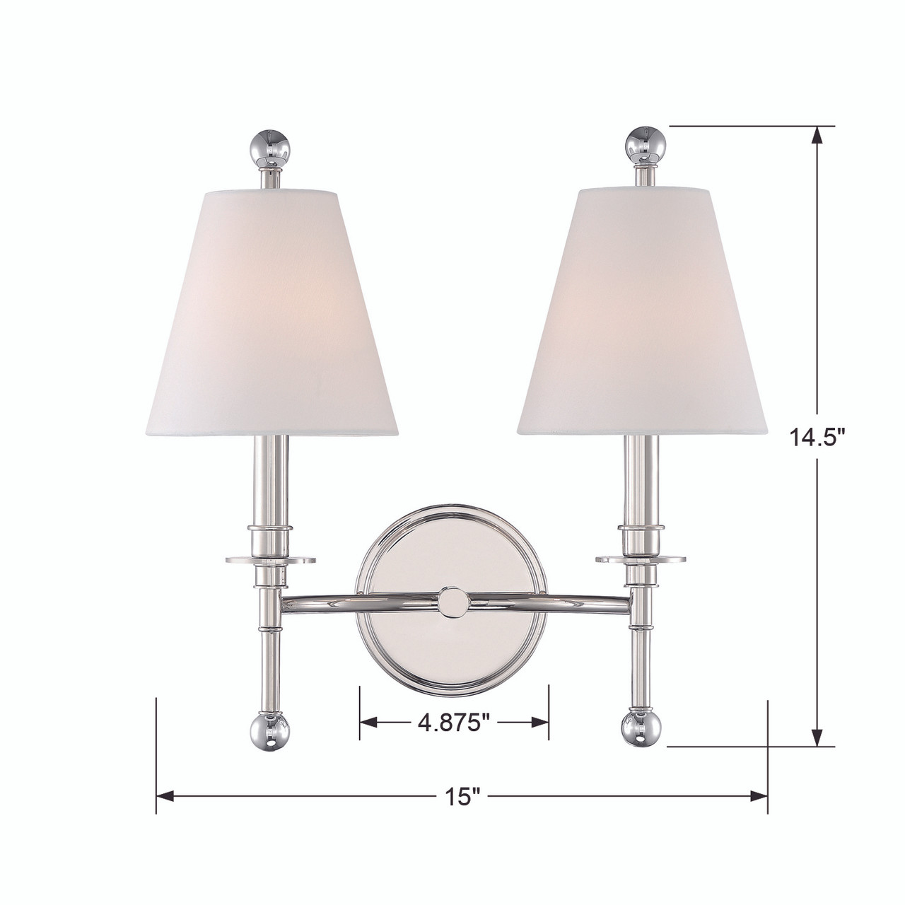 CRYSTORAMA RIV-383-PN Riverdale 2 Light Polished Nickel Wall Mount