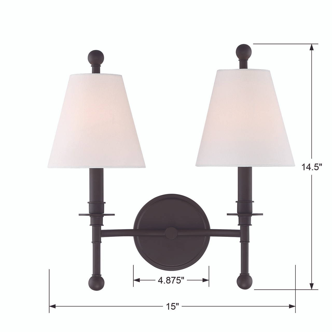 CRYSTORAMA RIV-383-DB Riverdale 2 Light Dark Bronze Wall Mount