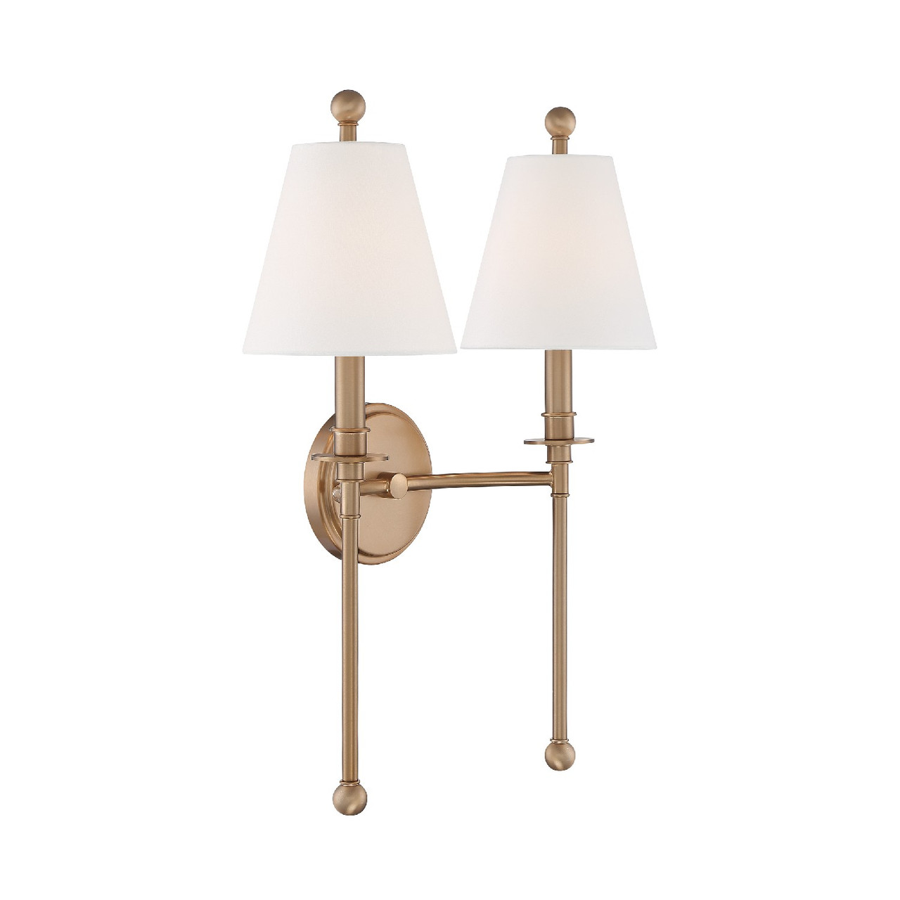 CRYSTORAMA RIV-383-AG Riverdale 2 Light Aged Brass Wall Mount