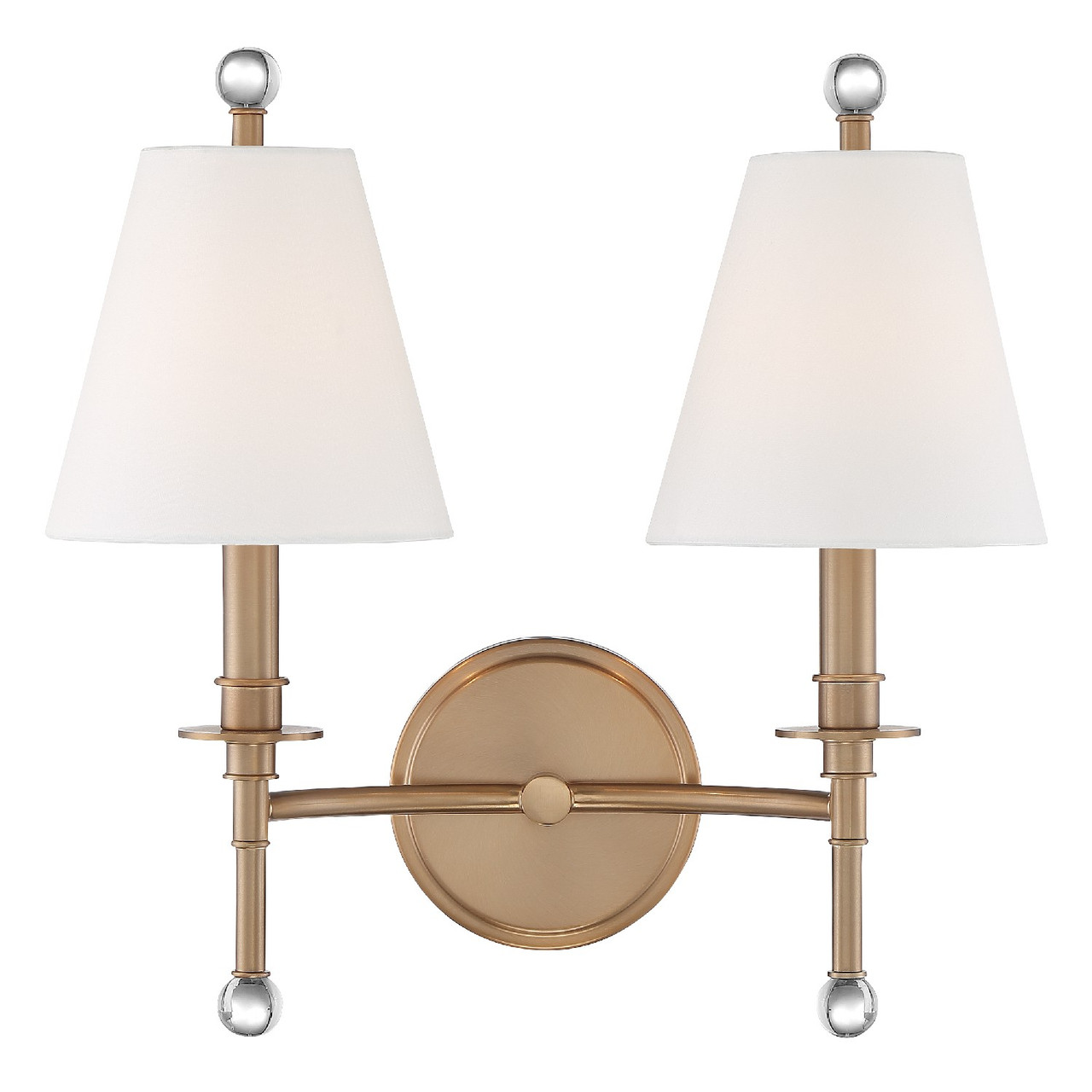 CRYSTORAMA RIV-383-AG Riverdale 2 Light Aged Brass Wall Mount