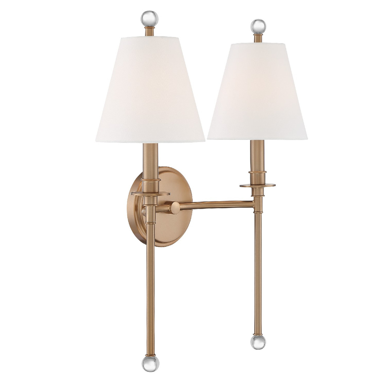 CRYSTORAMA RIV-383-AG Riverdale 2 Light Aged Brass Wall Mount