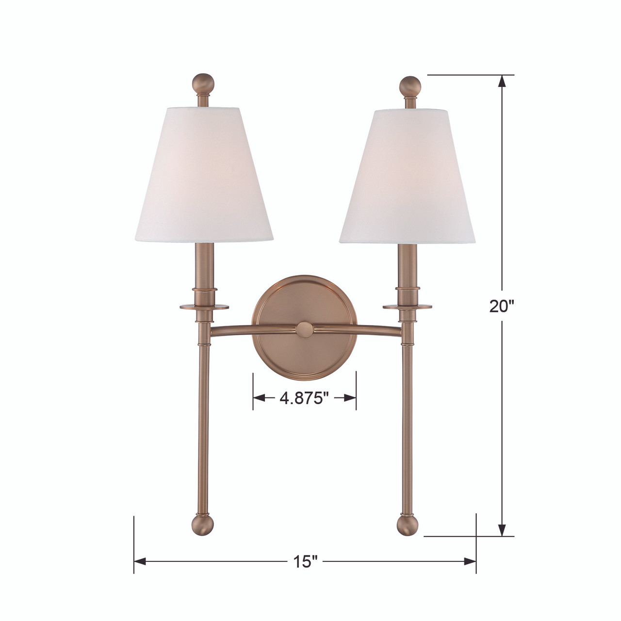 CRYSTORAMA RIV-383-AG Riverdale 2 Light Aged Brass Wall Mount