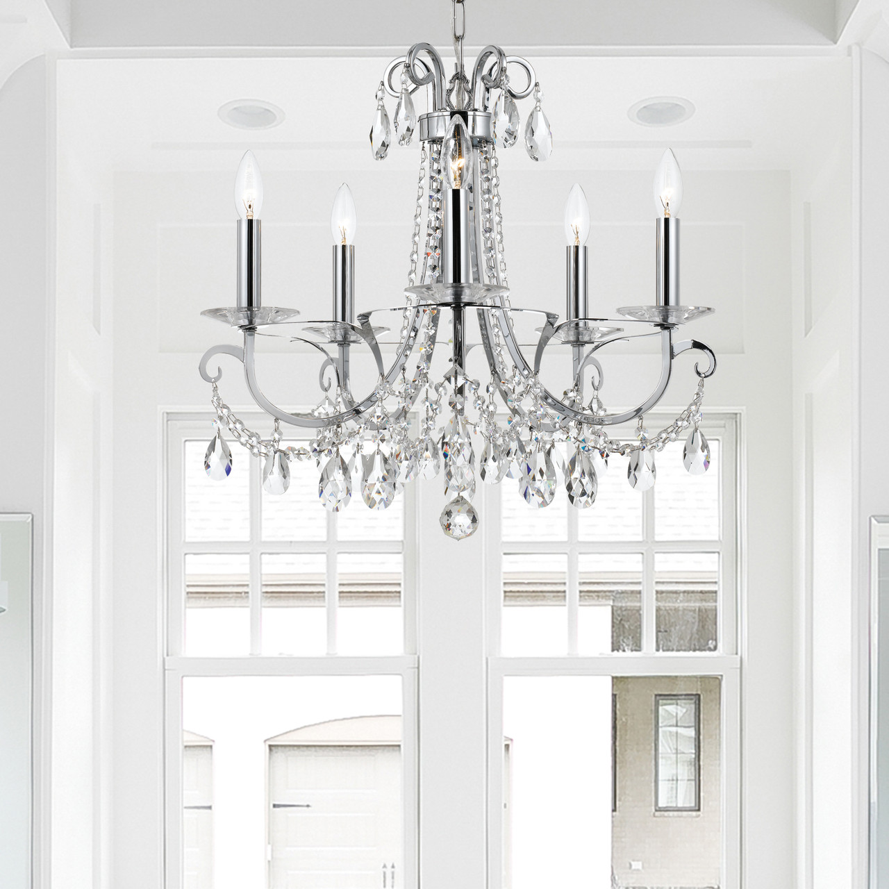 CRYSTORAMA 6825-CH-CL-SAQ Othello 5 Light Clear Crystal Polished Chrome Chandelier