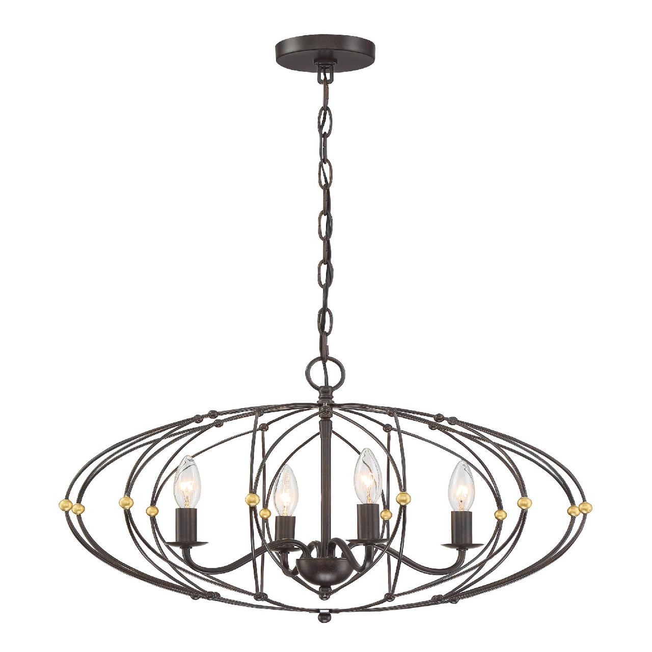 CRYSTORAMA ZUC-A9034-EB-GA Zucca 4 Light English Bronze Chandelier