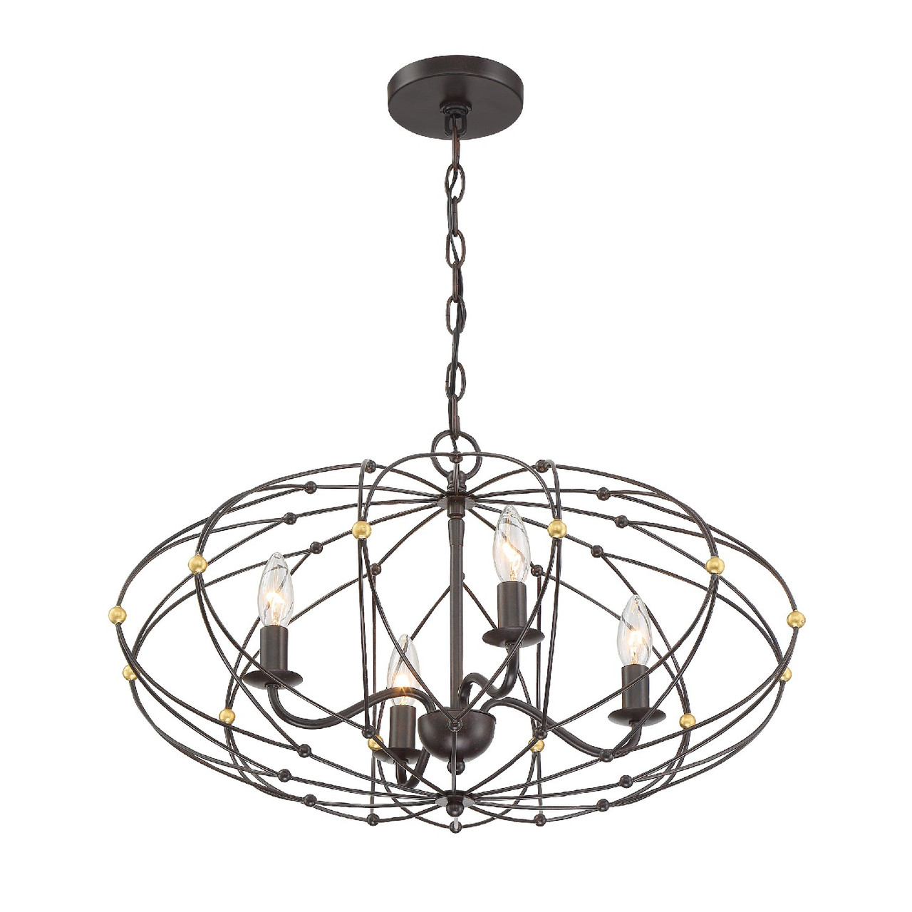 CRYSTORAMA ZUC-A9034-EB-GA Zucca 4 Light English Bronze Chandelier