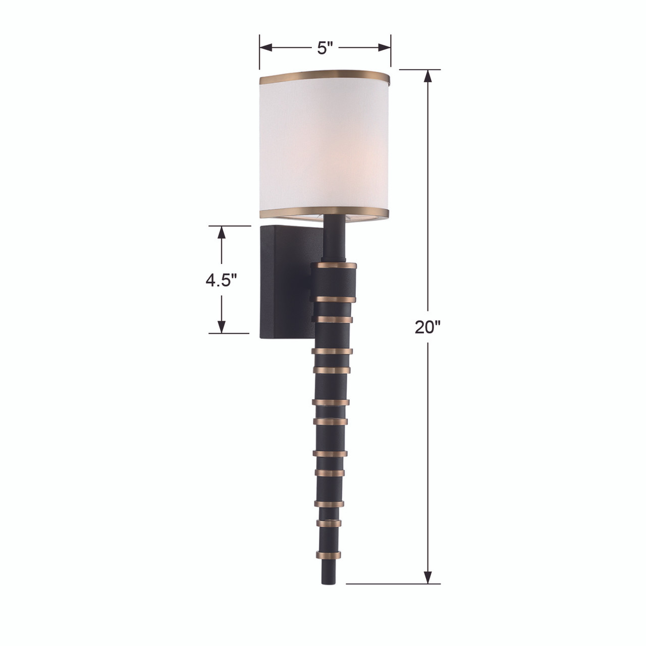 CRYSTORAMA SLO-A3601-VG-BF Sloane 1 Light Vibrant Gold + Black Forged Wall Sconce