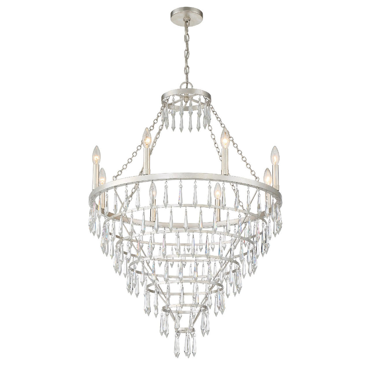 CRYSTORAMA LUC-A9068-SA Lucille 8 Light Antique Silver Chandelier